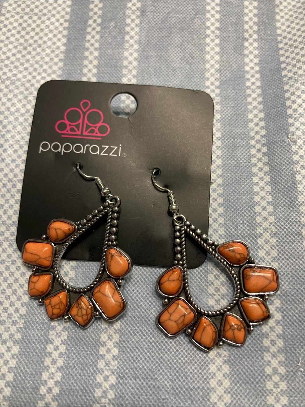paparazzi Orange Teardrop Stone Dangle Earrings